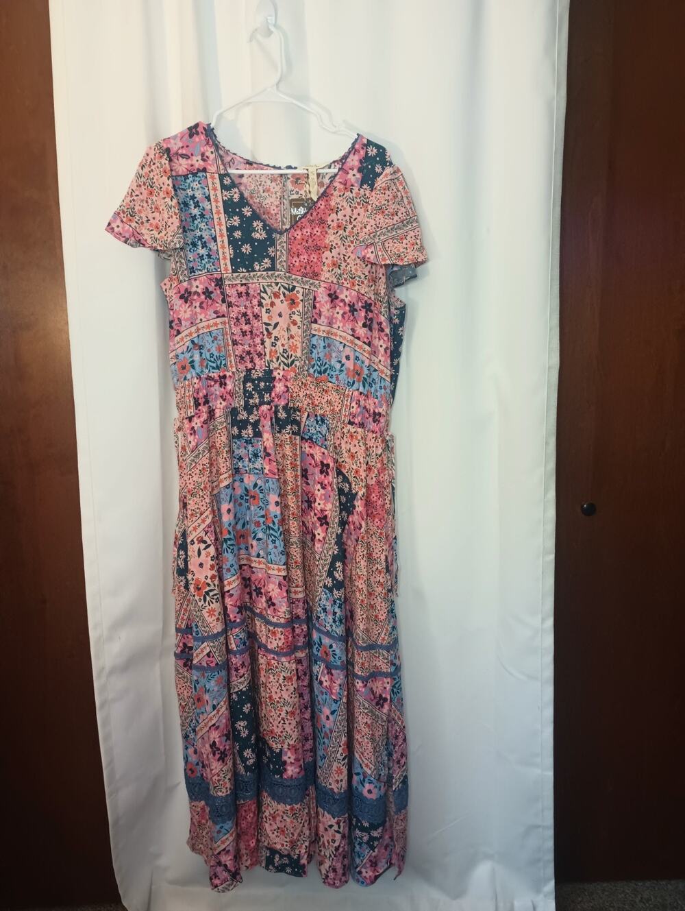 Matilda Jane The Wildlife Maxi Dress XL Patchwork Floral Print Lace Boho NWT